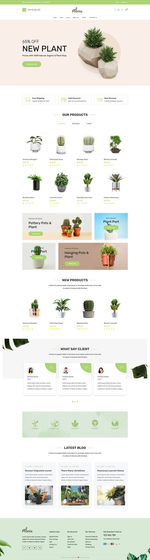 绿色的盆栽植物商城网页模板
