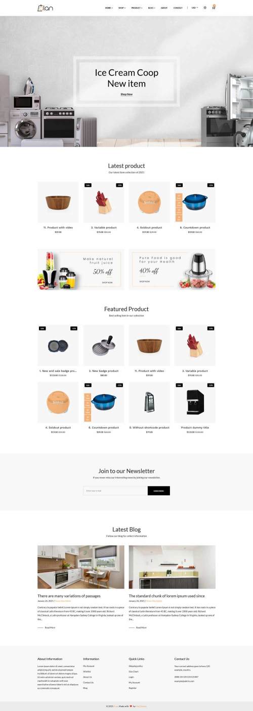 简洁的厨房用品电商网站模板