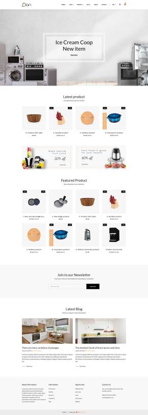 简洁的厨房用品电商网站模板